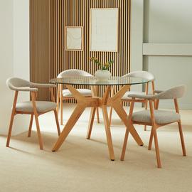 Habitat Zela Glass Natural Dining Table & 4 Natural Chairs