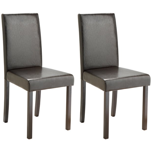 Buy HOME Pair of Leather Effect Mid Back Dining Chairs - Black at Argos