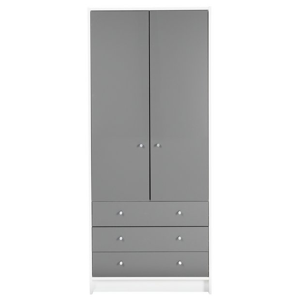 Buy HOME Kids New Malibu 2 Door 3 Drawer Wardrobe Gloss Grey at Argos