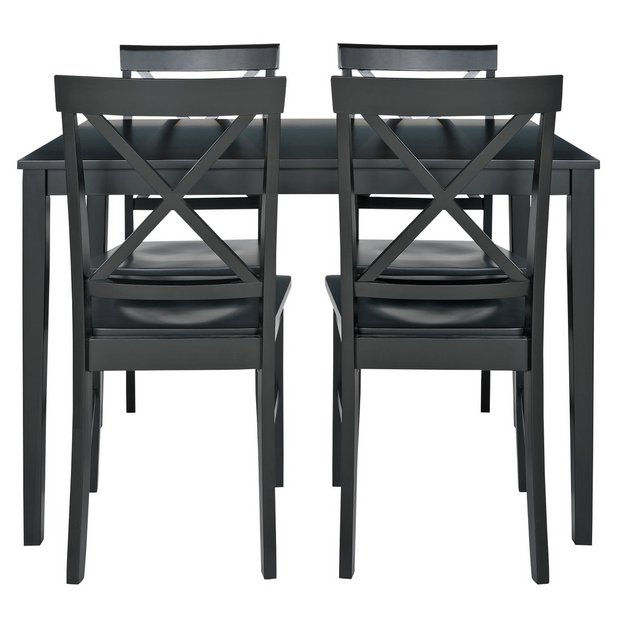 Buy HOME Jessie Dining Table and 4 Solid Wood Chairs - Black at Argos