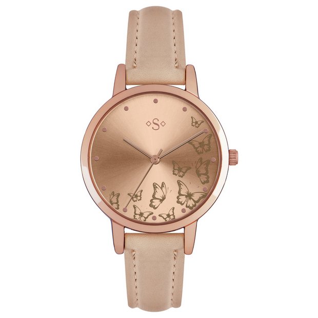 Buy Spirit Ladies' Butterfly Gold Dial Nude Strap Watch at Argos.co.uk