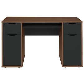Argos Home Berkeley Pedestal Desk - Black & Walnut Effect