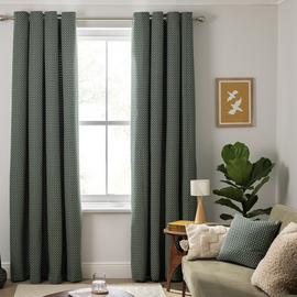 Habitat Mono Geo Jacquard Curtain - Green