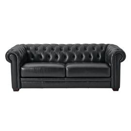 Habitat Chesterfield Leather 3 Seater Sofa - Black