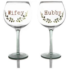 Love Story Set Of 2 Hubby & Wifey Gin Glasses