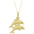 Bracci 9ct Gold Double Dolphin Solid Look Pendant Necklace.