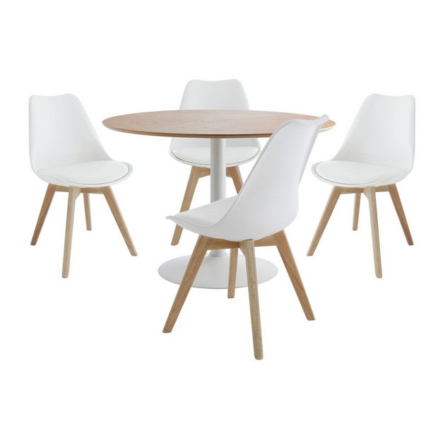 Buy Habitat Dining Set-Lance Table and 4 Jerry Chairs-Oak/White at