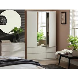 Argos Jenson 3 Door 4 Drawer Mirror Wardrobe - White Gloss