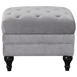 Habitat Chesterfield Velvet Storage Footstool - Light Grey