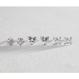 Revere Sterling Silver Cubic Zirconia Studs Set of 3