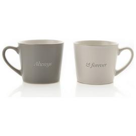 Amore Set of 2 Mugs - Grey & White