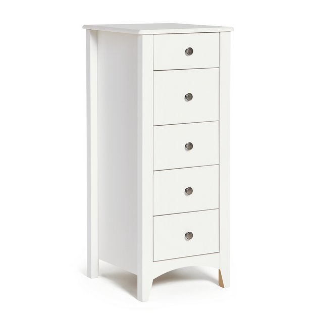 Buy Argos Home Minato 5 Drawer Narrow Tall Boy White Chest Of