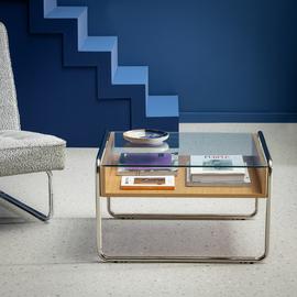 Habitat 60 Acciaio Oak Venner and Glass Coffee Table-Natural