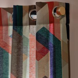 Habitat Chain Print Eyelet Curtain - Multicolor