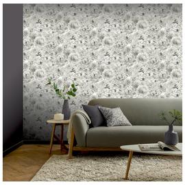 Arthouse Floral Print Silver Wallpaper