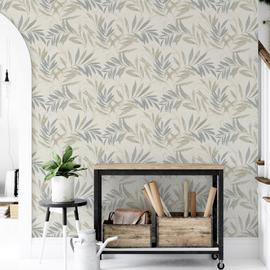 Arthouse Luxury Leaf Grey Wallpaper