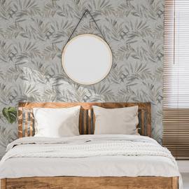 Arthouse Luxury Leaf Grey Wallpaper