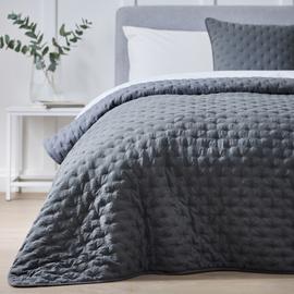 Argos Home Pinsonic Bedspread - Charcoal - 200x220cm