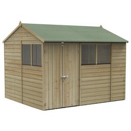 Forest Beckwood Shiplap 4 Windows Reverse Apex Shed - 10x8ft