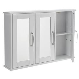Argos Home Tongue & Groove 3 Door Mirrored Cabinet - White