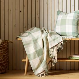 Argos Home Woven Check Throw - Green - 125x150cm