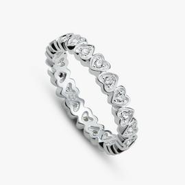 Revere Sterling Silver Cubic Zirconia Heart Band Ring -Large