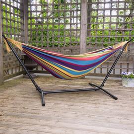 Vivere Tropical Double Hammock with Metal Stand