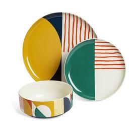 Habitat Geo Decal 12 Piece Dinner Set - Multicoloured
