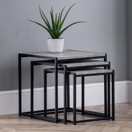 Julian Bowen Staten Nest of 3 Tables - Black & Grey