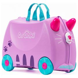 Trunki Cassie Cat 4 Wheel Hard Kids Ride-On Suitcase -Purple