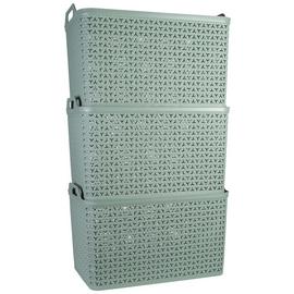 Strata Urban 3 x 42L XL Plastic Storage Baskets with Lid