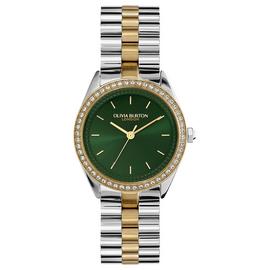 Olivia Burton Green Dial Two Tone Stainless Steel Watch