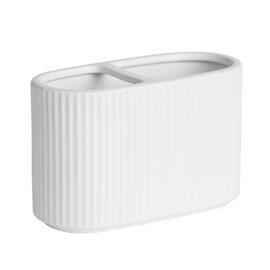 Argos Home Ribbed Ceramic Toothbrush Caddy - White