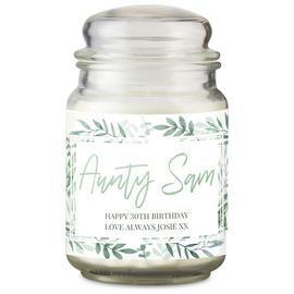 Personalised Message Botanical Large Jar Candle - Vanilla