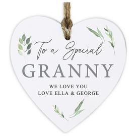 Personalised Message Botanical Wooden Heart Decoration