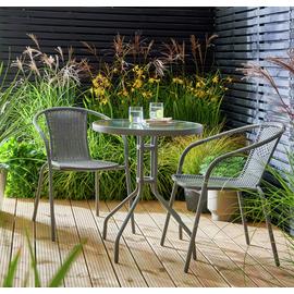 Argos Home 2 Seater Rattan Effect Garden Bistro Set - Grey