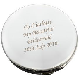 Personalised Message Silver Round Compact Mirror