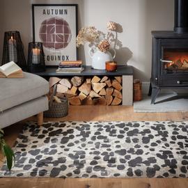 Habitat Bark Print Cotton Flatweave Rug - 120X170cm