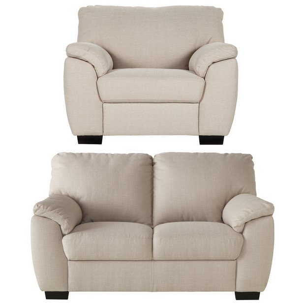 Buy Argos Home Milano Fabric 2 Seater Sofa and Chair - Beige | Sofa