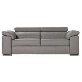 Argos Home Valencia Leather 3 Seater Sofa - Light Grey