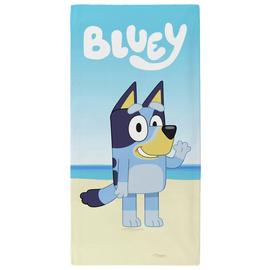 Bluey Kids Heeler Dog Patterned Beach Towel - Blue & Cream