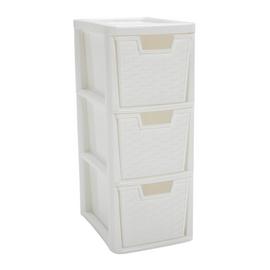 Argos Home Rattan 3 Drawer Storage Tower - White