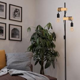 EGLO Townshend Statement Floor Lamp - Black & Oak