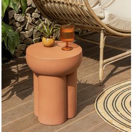 Habitat Palma Round Concrete Effect Garden Side Table- Brown