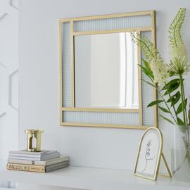 Habitat Glass & Brass Ribbed Square Wall Mirror - 60x60cm