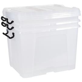 Strata Smart 3 x 40L Plastic Storage Boxes with Lid - Clear