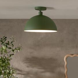 Habitat Steel Mushroom Flush Celling Light - Green
