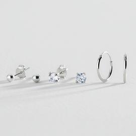 Revere Sterling Silver Ball and Hoop Earrings Set