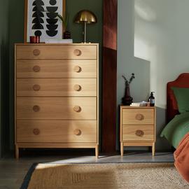 Habitat Cornelia 2 Bedside Table & 5 Drawer Chest Set - Oak