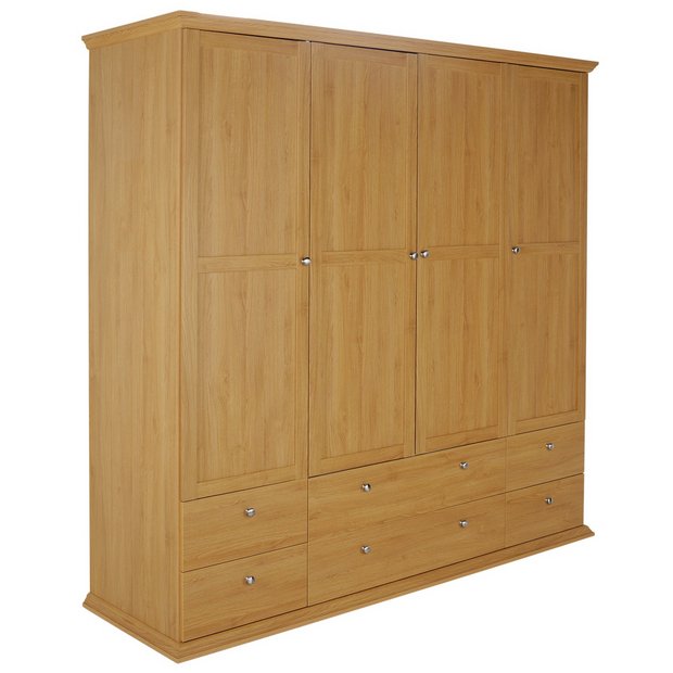 Buy HOME Canterbury 4 Door 6 Drawer Large Wardrobe Oak Effect at
